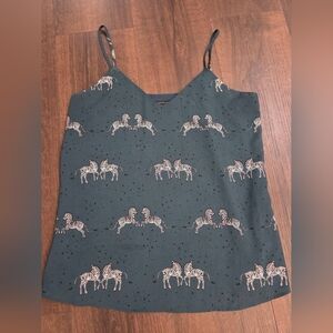 Ann Taylor Teal Zebra Print Cami Top
